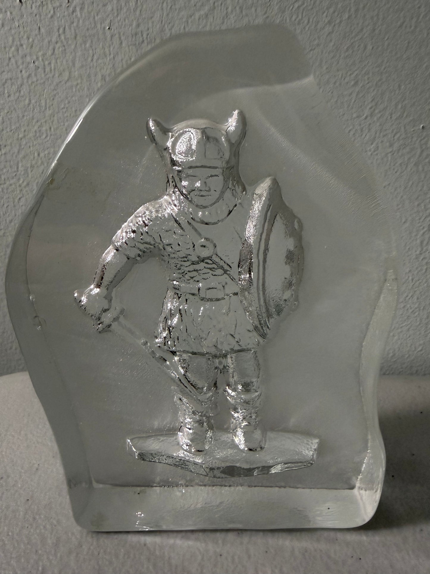 Vintage Bergdala Swedish Crystal Viking Paperweight