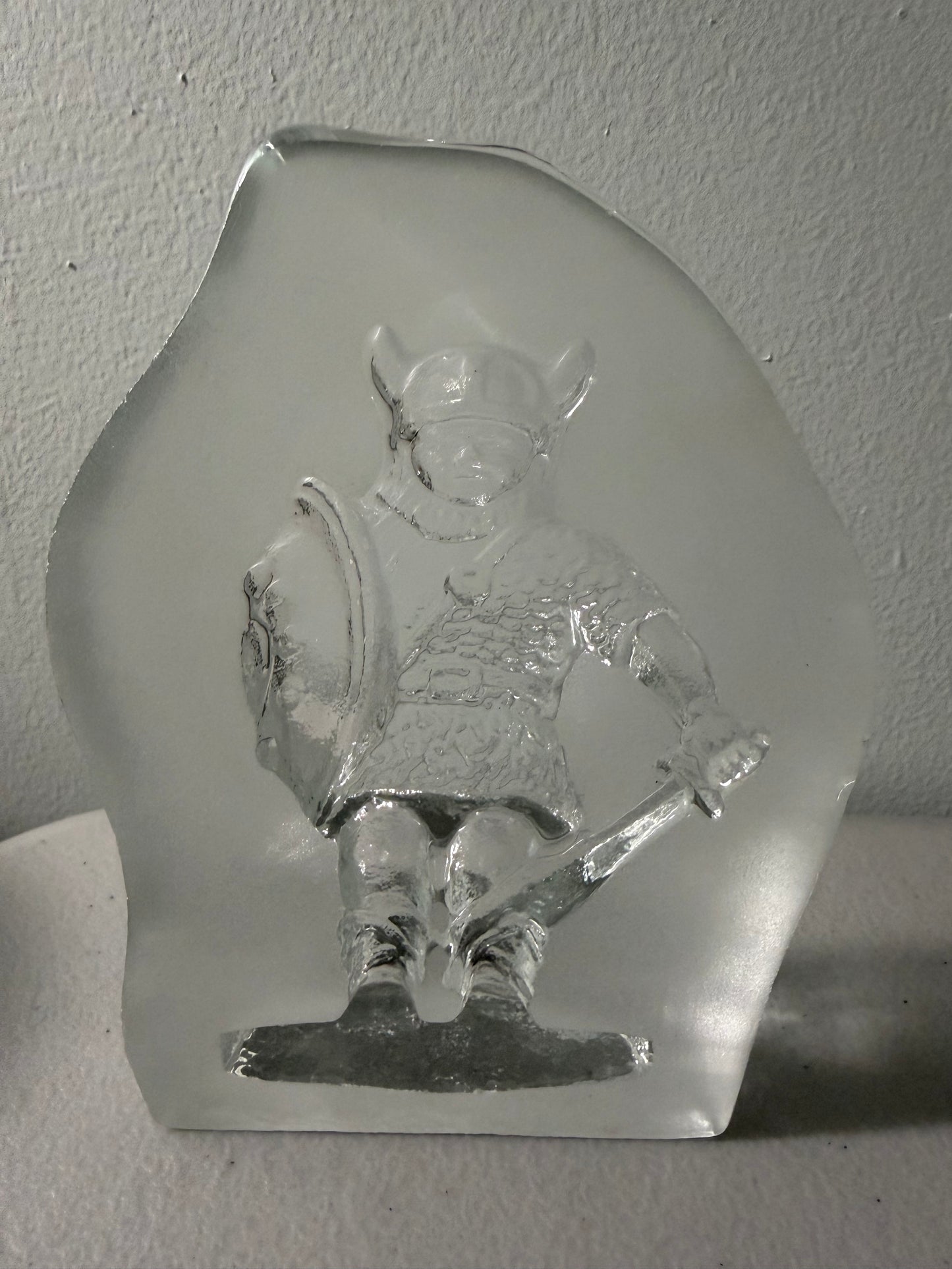 Vintage Bergdala Swedish Crystal Viking Paperweight