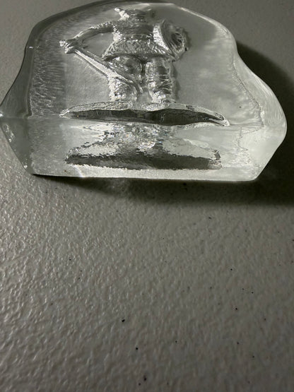 Vintage Bergdala Swedish Crystal Viking Paperweight