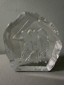 Vintage NYBRO Sweden Crystal Lady Golfer Paperweight