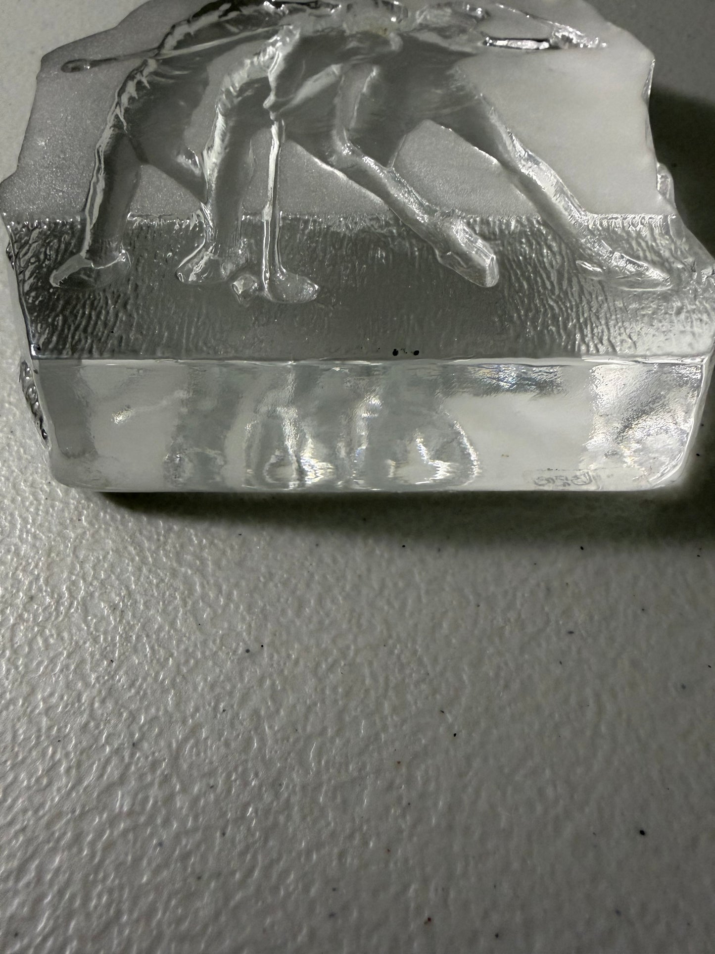 Vintage NYBRO Sweden Crystal Lady Golfer Paperweight
