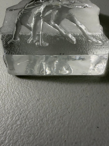 Vintage NYBRO Sweden Crystal Lady Golfer Paperweight