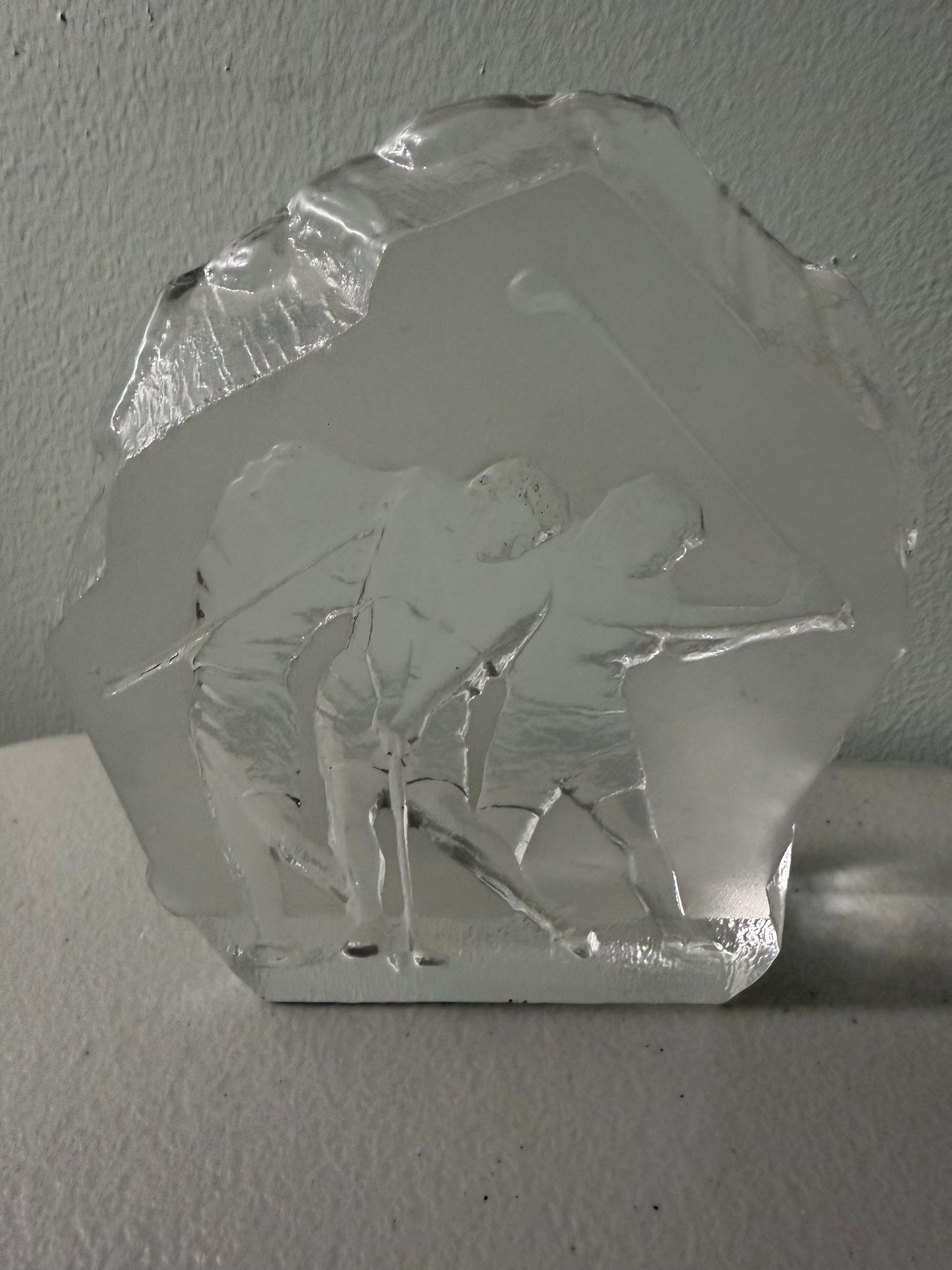 Vintage NYBRO Sweden Crystal Lady Golfer Paperweight