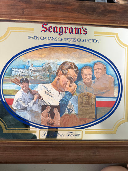 Seagram's Seven 7 Crown Lou Gehrig's Farewell Collectible Bar Mirror