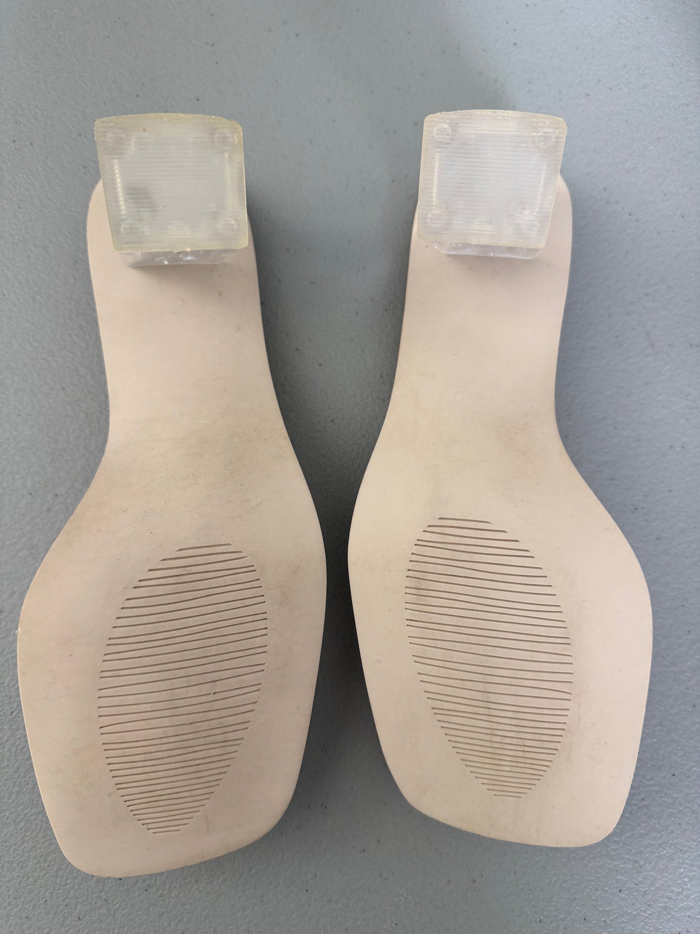 Vivianly Clear Square Toe Chunky Heeled Sandal Mule- NEW With Defect