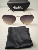 Unisex Pilot Sunglasses Aviator UV400 Mirrored Brown Gold Lens Metal