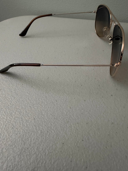Unisex Pilot Sunglasses Aviator UV400 Mirrored Brown Gold Lens Metal