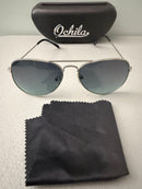 Unisex Pilot Sunglasses Aviator UV400 Mirrored Gray Lens Silver Frame