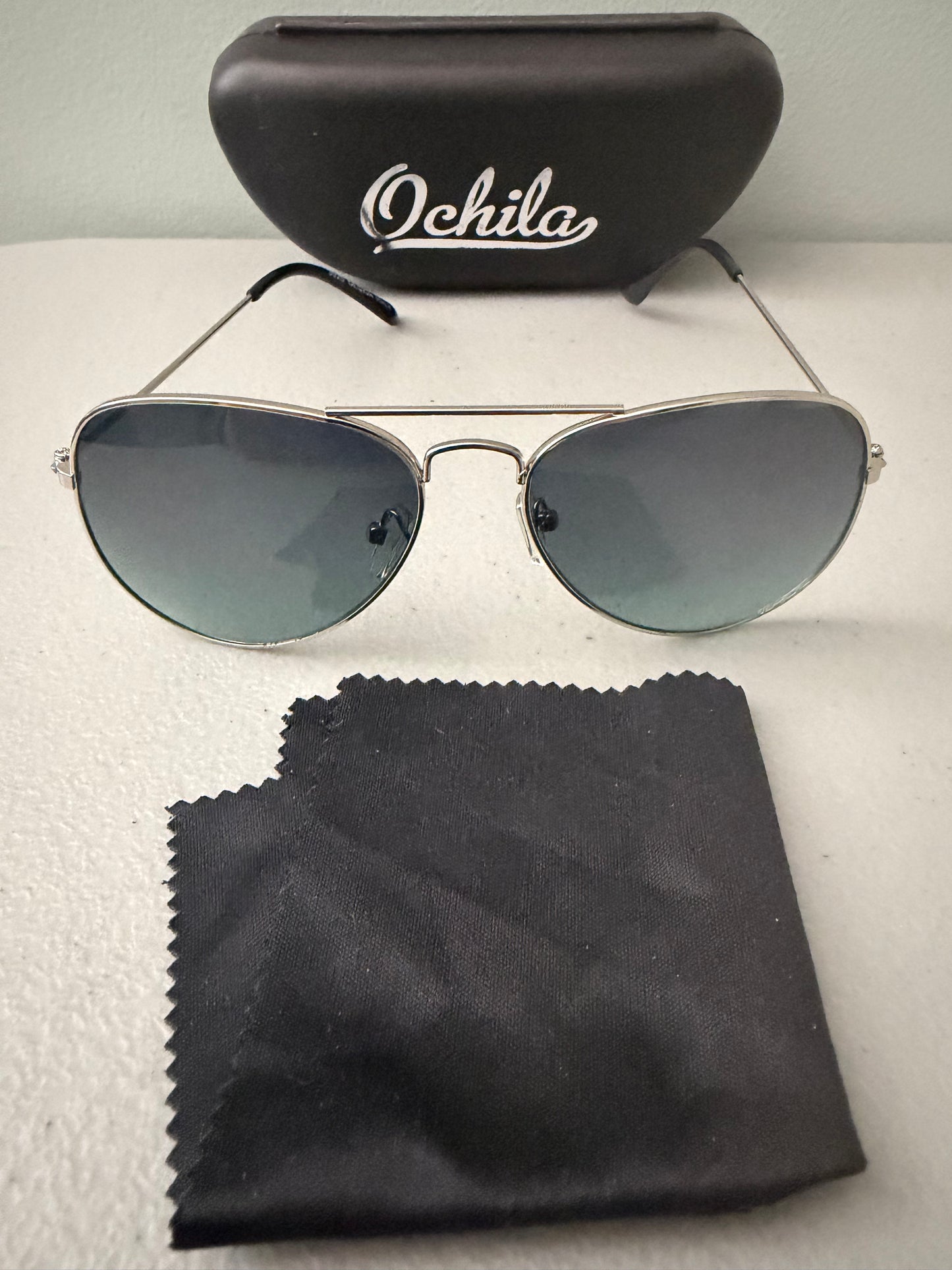 Unisex Pilot Sunglasses Aviator UV400 Mirrored Gray Lens Silver Frame