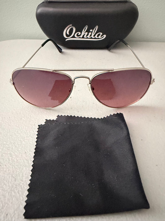 Unisex Pilot Sunglasses Aviator UV400 Mirrored Gradient Pink Lens