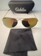 Ochila Unisex Aviator Sunglasses-Golden Metal Frame With Mirror Lenses