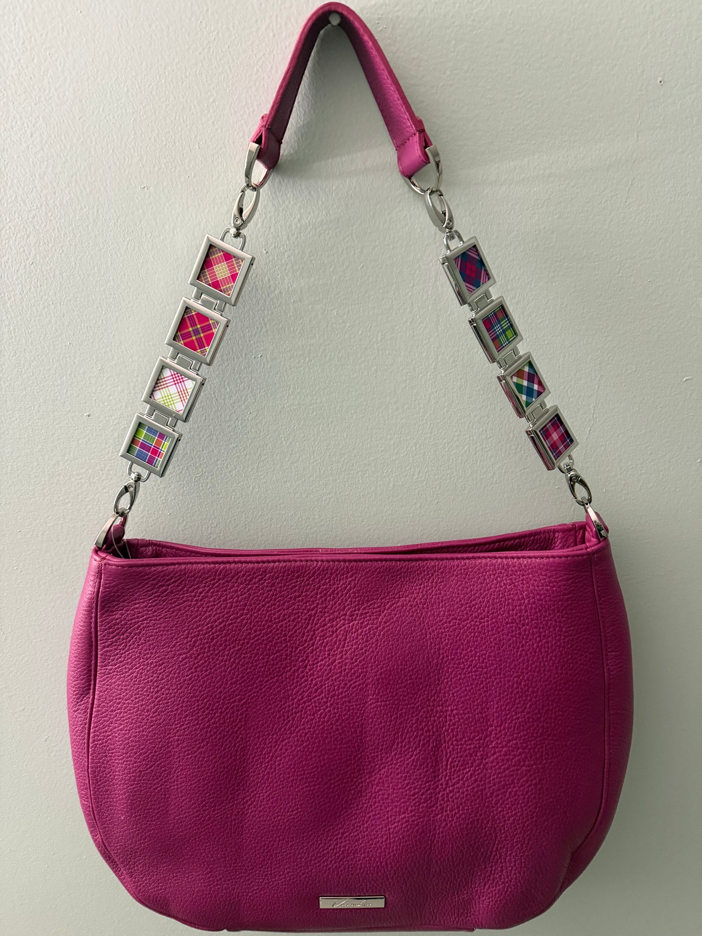 Vanna Luu Pink Leather Hobo Handbag Removable Lockets Strap USA Made