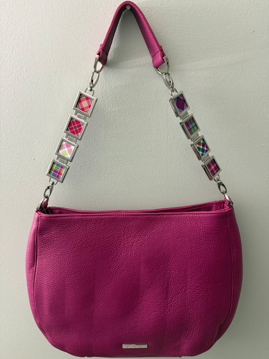 Vanna Luu Pink Leather Hobo Handbag Removable Lockets Strap USA Made