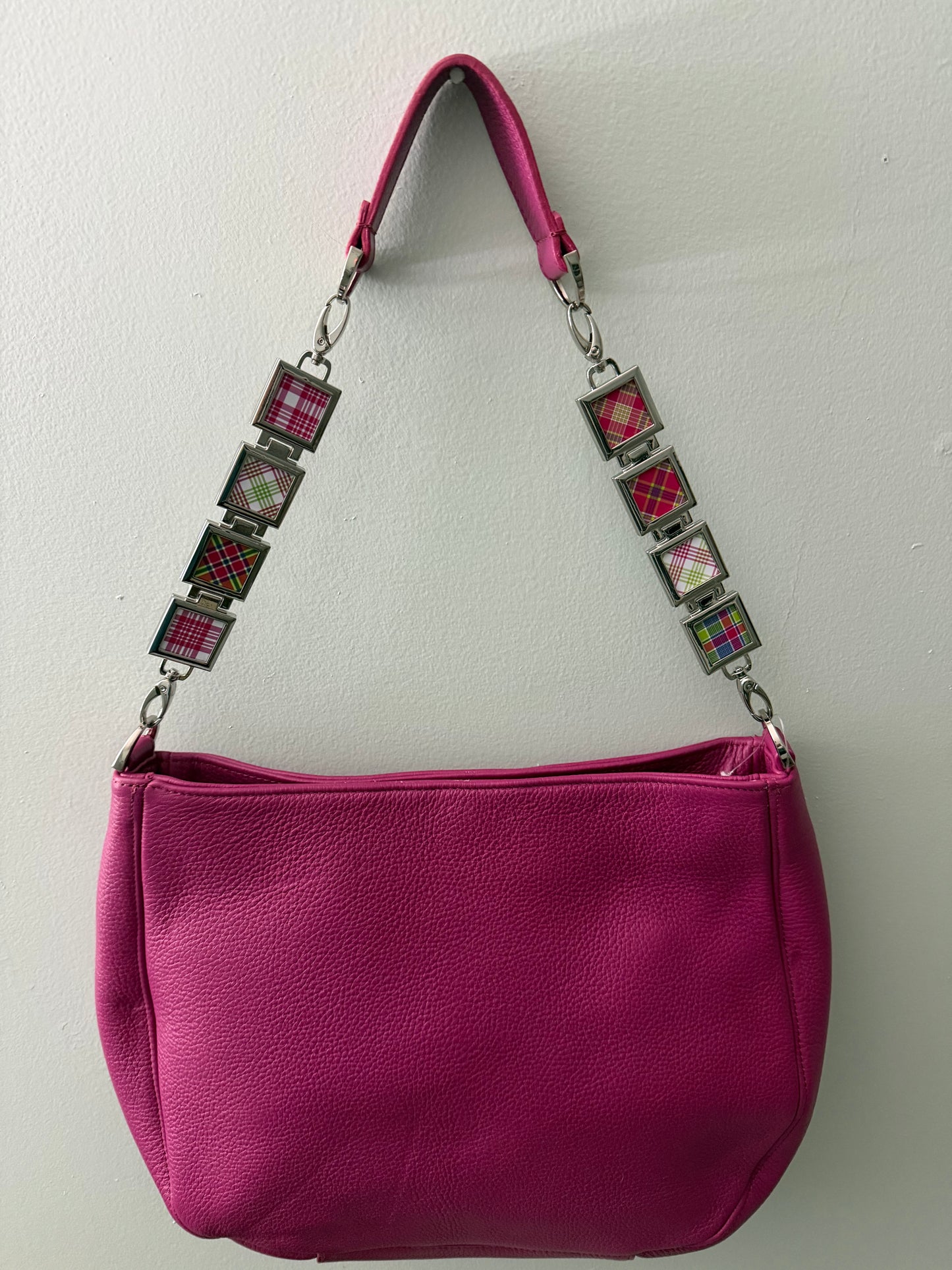 Vanna Luu Pink Leather Hobo Handbag Removable Lockets Strap USA Made