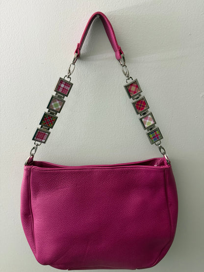Vanna Luu Pink Leather Hobo Handbag Removable Lockets Strap USA Made
