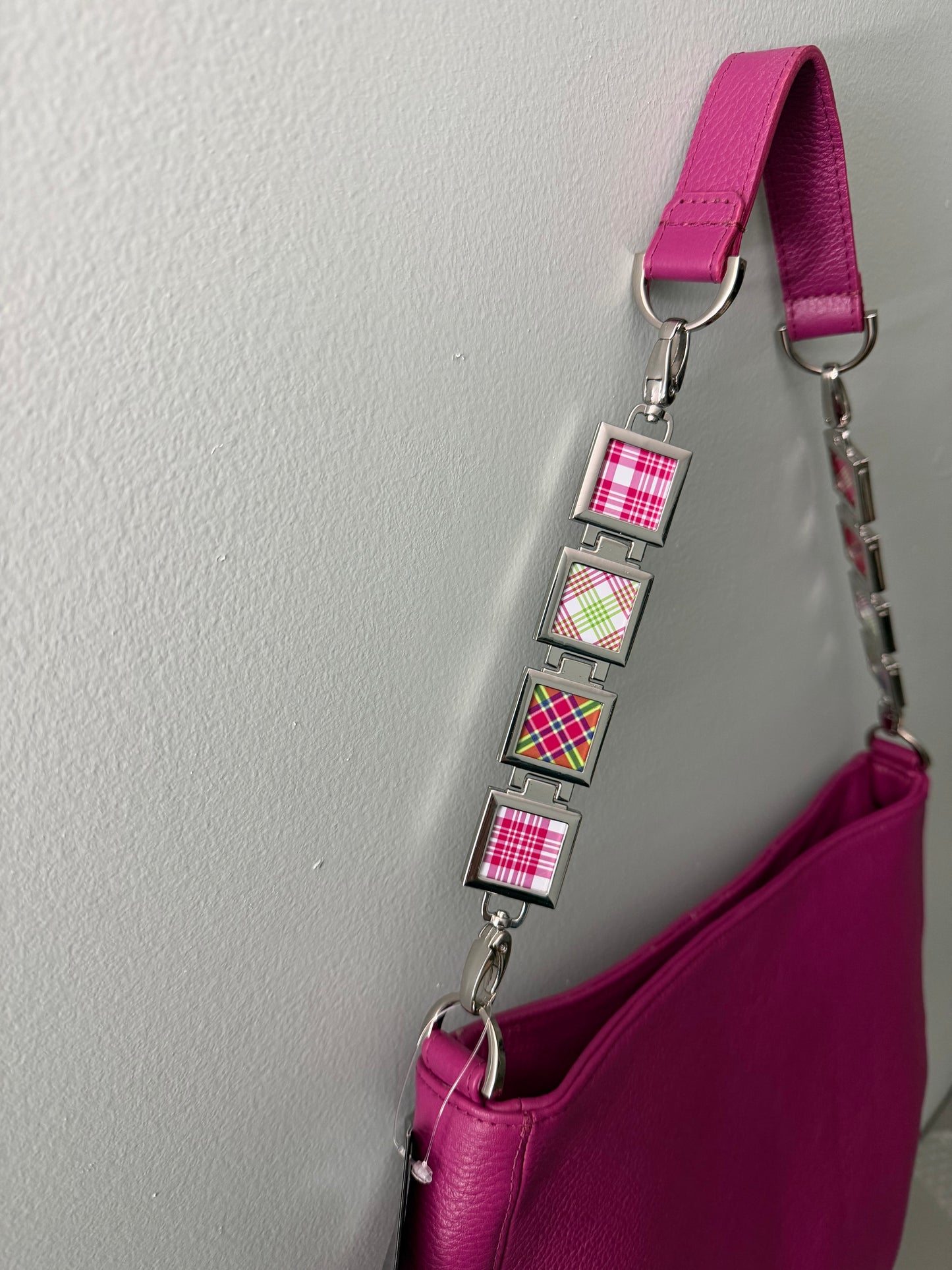 Vanna Luu Pink Leather Hobo Handbag Removable Lockets Strap USA Made
