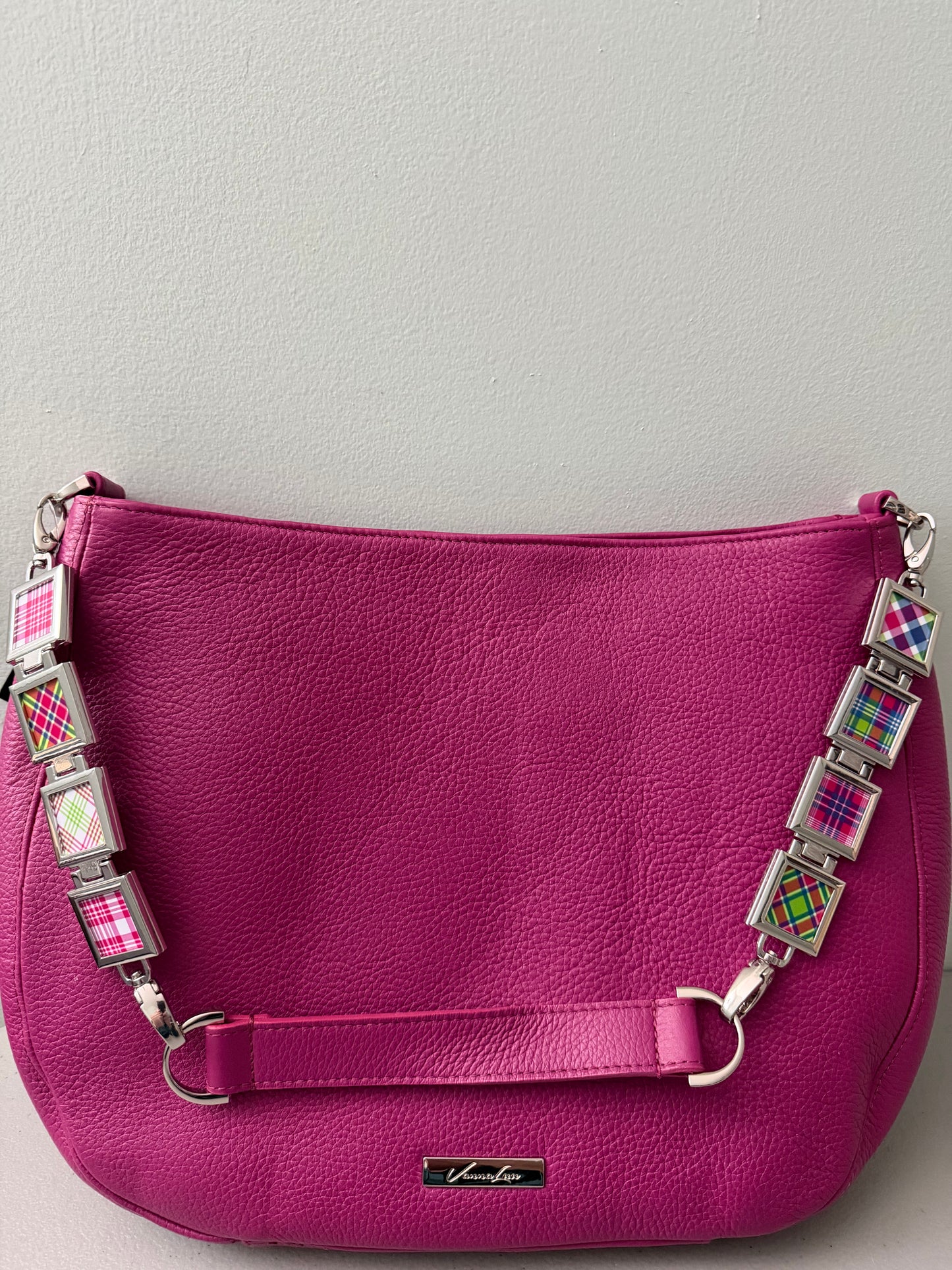 Vanna Luu Pink Leather Hobo Handbag Removable Lockets Strap USA Made