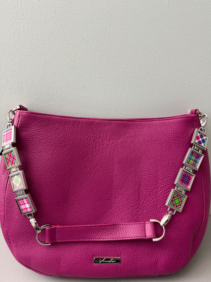 Vanna Luu Pink Leather Hobo Handbag Removable Lockets Strap USA Made