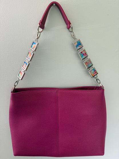 Vanna Luu Pink Leather Shoulder Bag Removable Lockets Strap USA Made