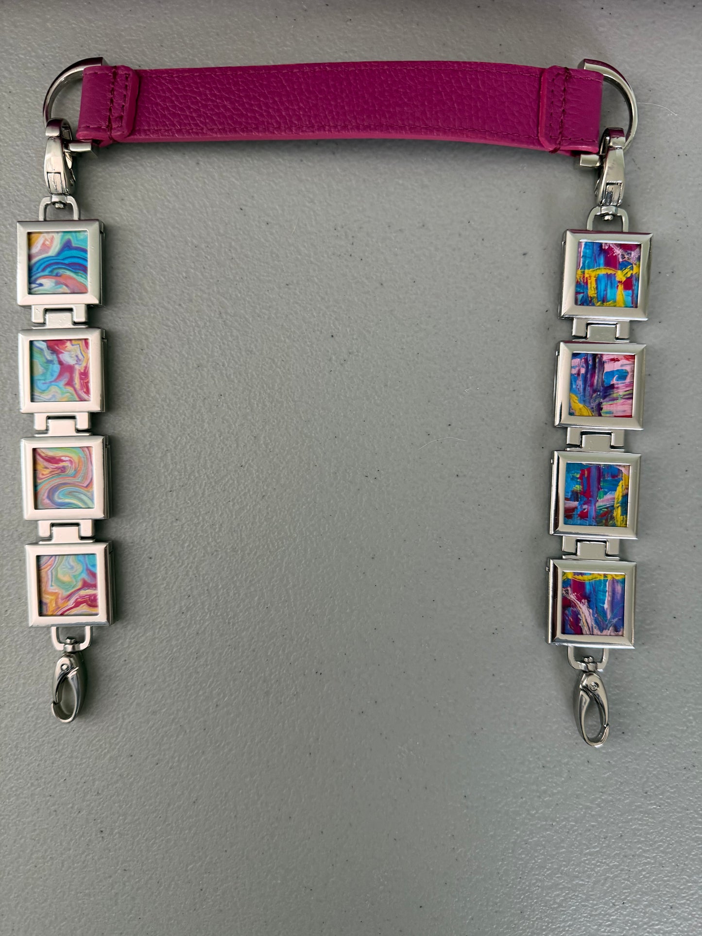 Vanna Luu Pink Leather Shoulder Bag Removable Lockets Strap USA Made