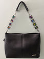 Vanna Luu Black Leather Shoulder Bag Removable Lockets Strap USA Made