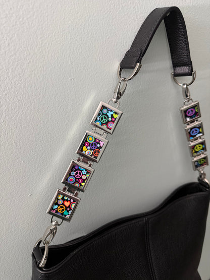Vanna Luu Black Leather Shoulder Bag Removable Lockets Strap USA Made