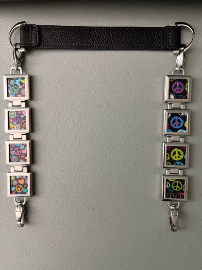 Vanna Luu Black Leather Shoulder Bag Removable Lockets Strap USA Made