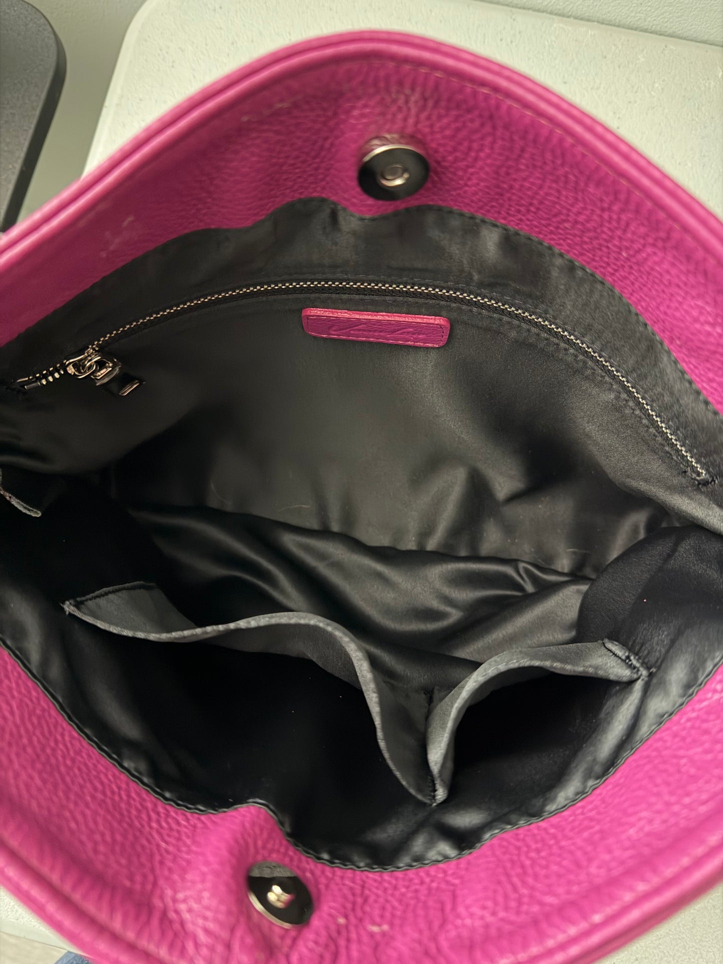 Vanna Luu Pink Leather Tote Bag With Removable Locket Strap- USA Made