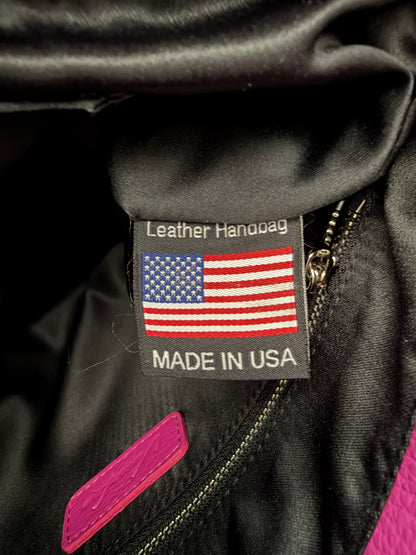 Vanna Luu Pink Leather Tote Bag With Removable Locket Strap- USA Made