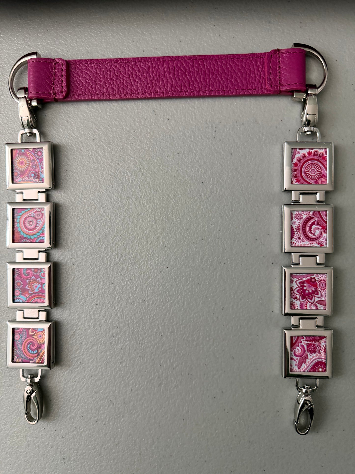 Vanna Luu Pink Leather Tote Bag With Removable Locket Strap- USA Made