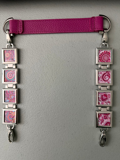 Vanna Luu Pink Leather Tote Bag With Removable Locket Strap- USA Made
