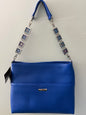 Vanna Luu Blue Leather Tote Bag With Removable Locket Strap- USA Made