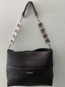 Vanna Luu Black Leather Tote Bag With Removable Locket Strap- USA Made