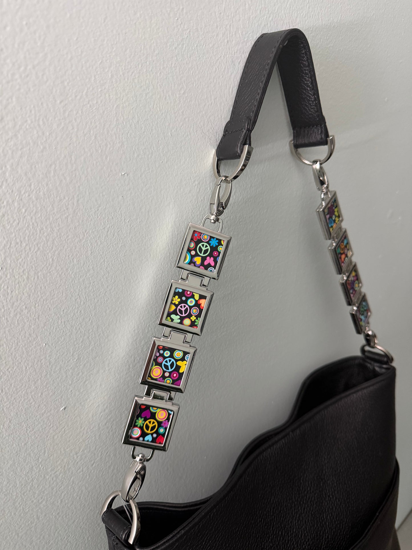 Vanna Luu Black Leather Tote Bag With Removable Locket Strap- USA Made