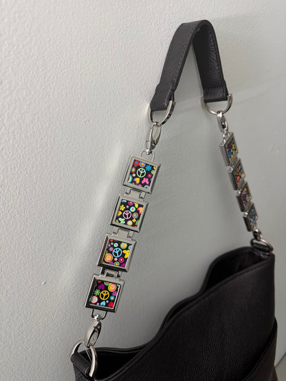 Vanna Luu Black Leather Tote Bag With Removable Locket Strap- USA Made