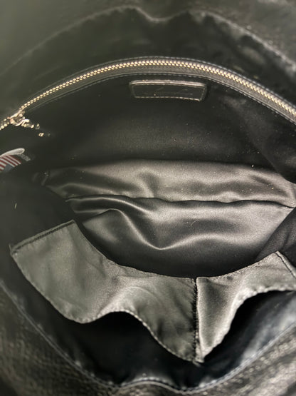 Vanna Luu Black Leather Tote Bag With Removable Locket Strap- USA Made