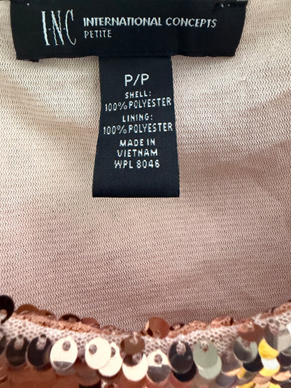 [Size PP] Sequined Cold-Shoulder Statement Top-Shimmer Rose Gold