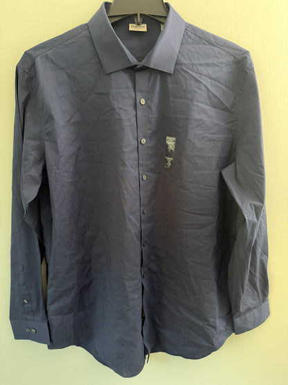 Kenneth Cole Reaction Royal Blue Stretch Shirt 17.5 34/35 Mens