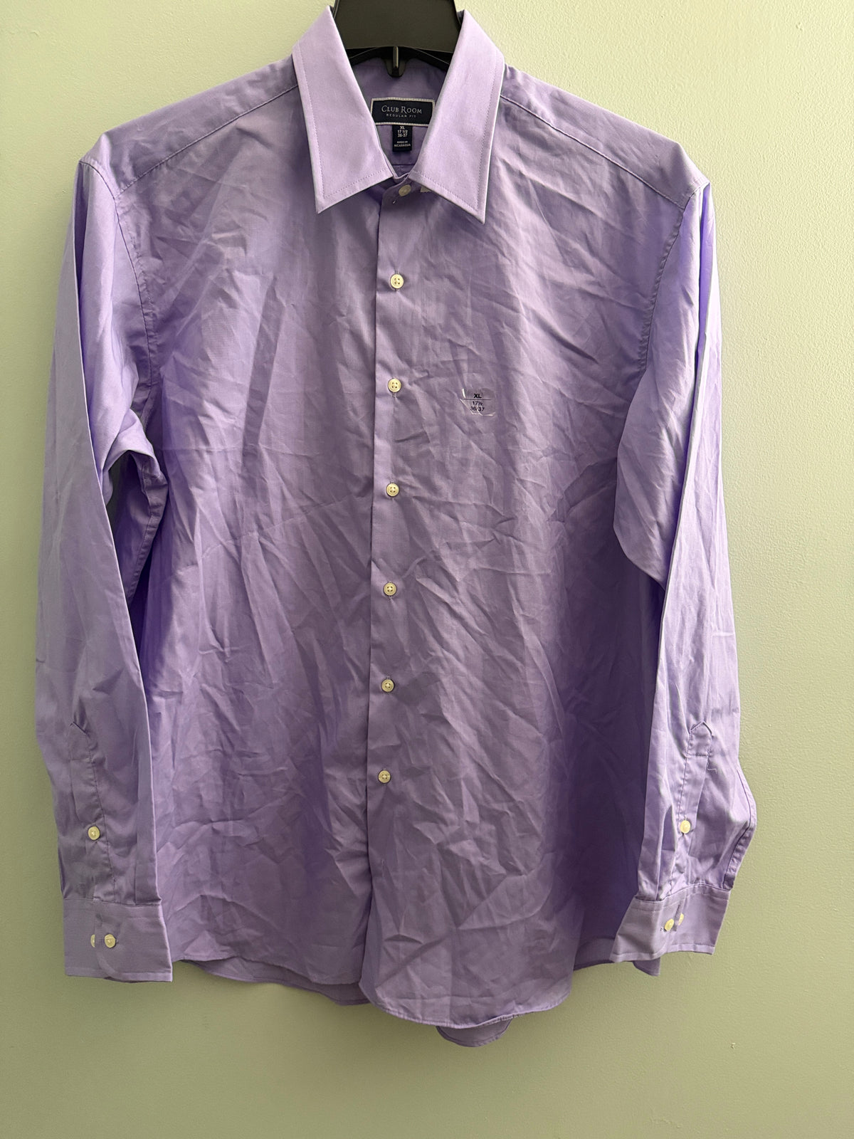 Club Room Dress Shirt Long Sleeve Regular Fit Purple Lavender 17.5