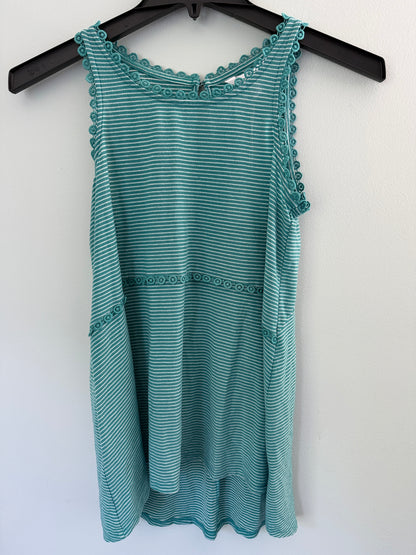LC Lauren Conrad Green Striped Ruffle Trim Tank Top Women's Size XS