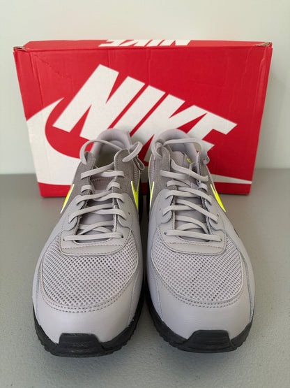 Front View: Front angle view of grey mesh toe box and laces on Nike Air Max Excee.