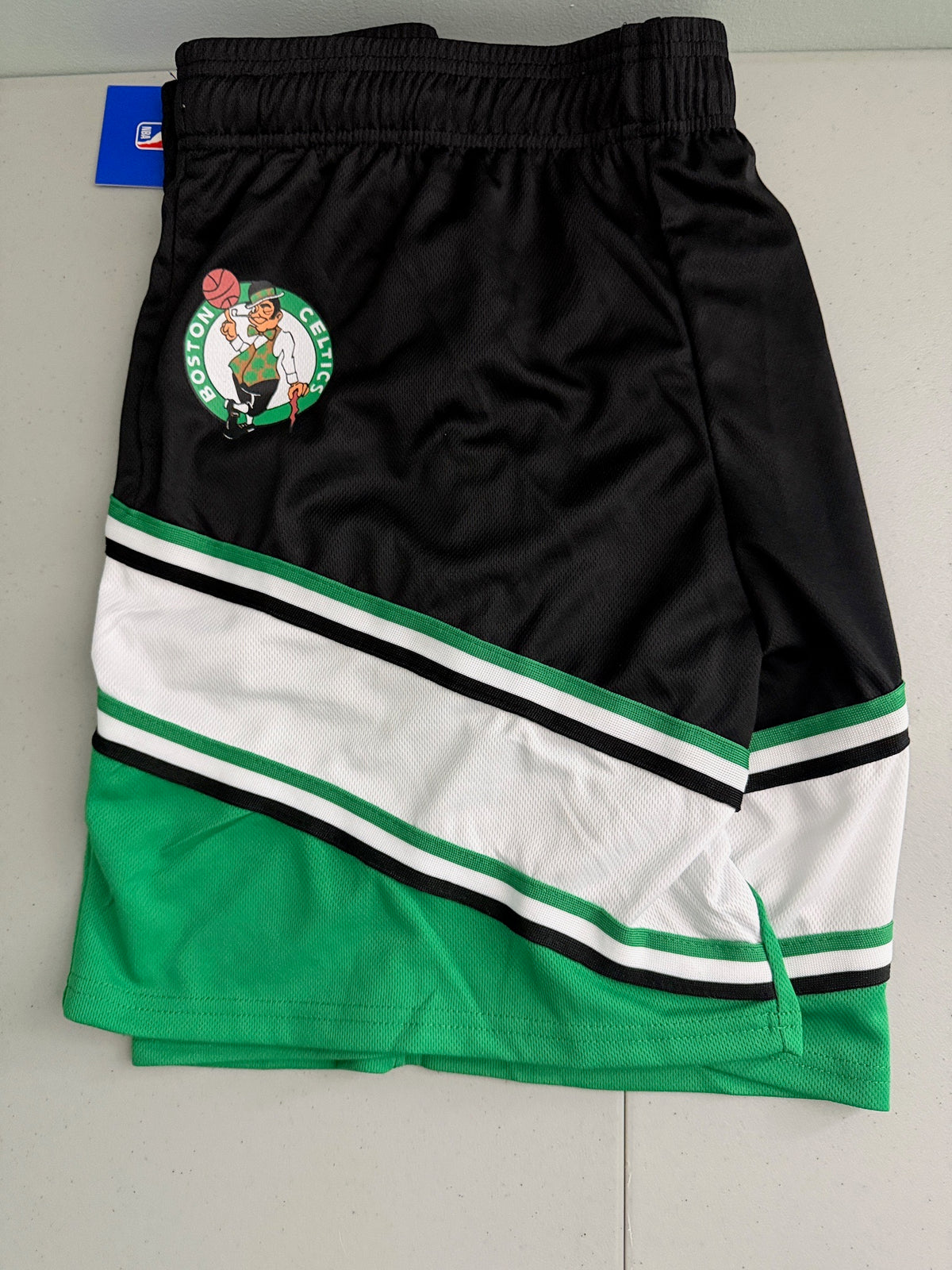 New Men's Boston Celtics NBA Basketball Shorts Black & Green- Large