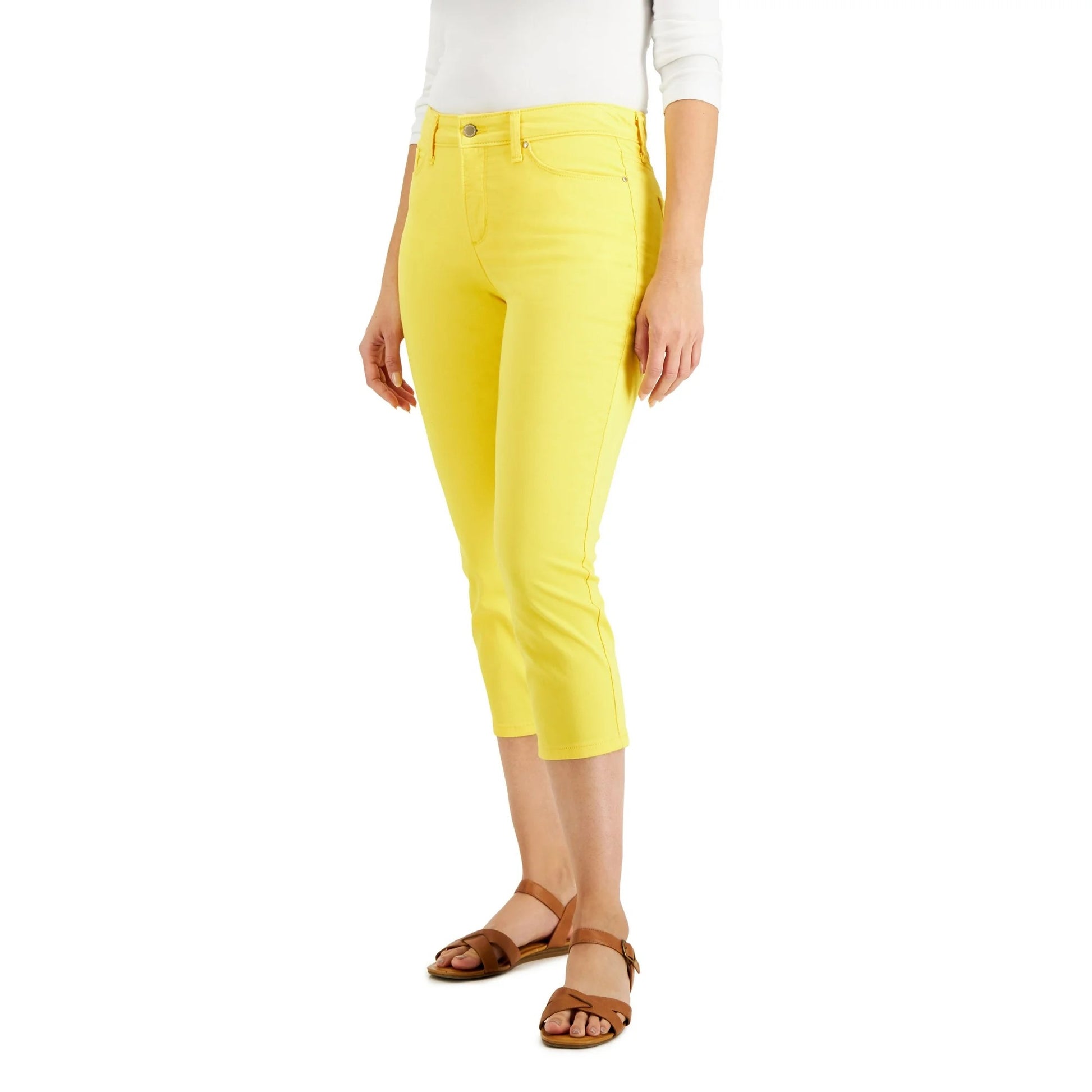 Charter Club Women's Tummy Control Bristol Capri Jeans Yellow