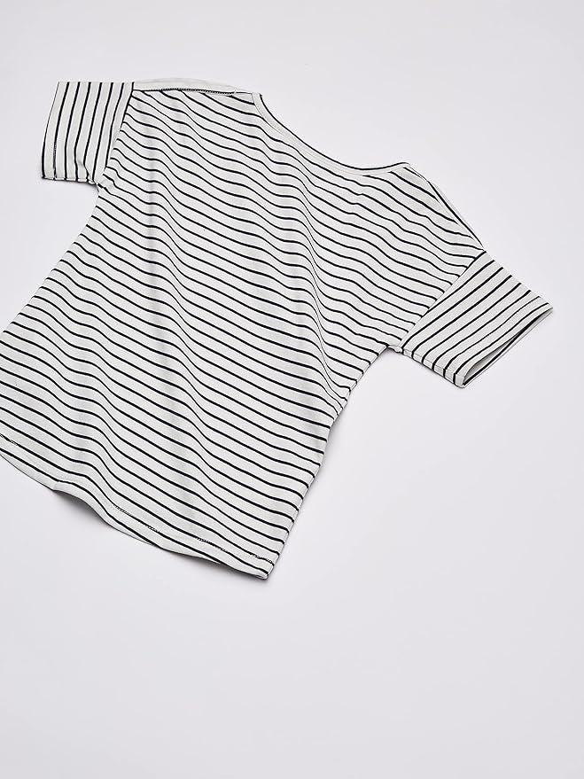 Nautica Girls Little Short Sleeve Fashion Tee, Cream Floral Stripes