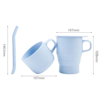 Collapsible Silicone Travel Cup with Lid & Straw for Hot & Cold Drinks