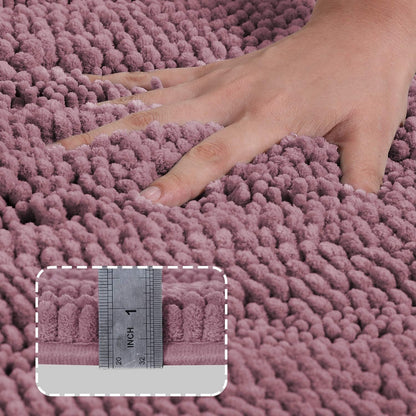 Chenille Bathroom Rugs Set Extra Thick Bath Mat Non-Skid 2 Piece