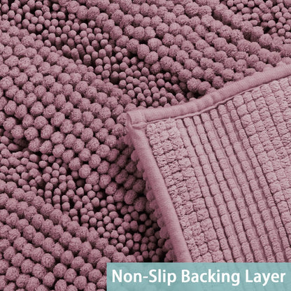 Chenille Bathroom Rugs Set Extra Thick Bath Mat Non-Skid 2 Piece