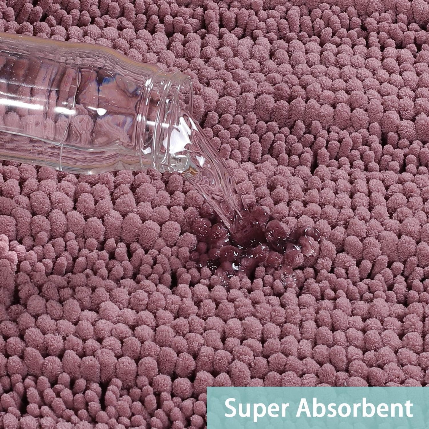 Chenille Bathroom Rugs Set Extra Thick Bath Mat Non-Skid 2 Piece