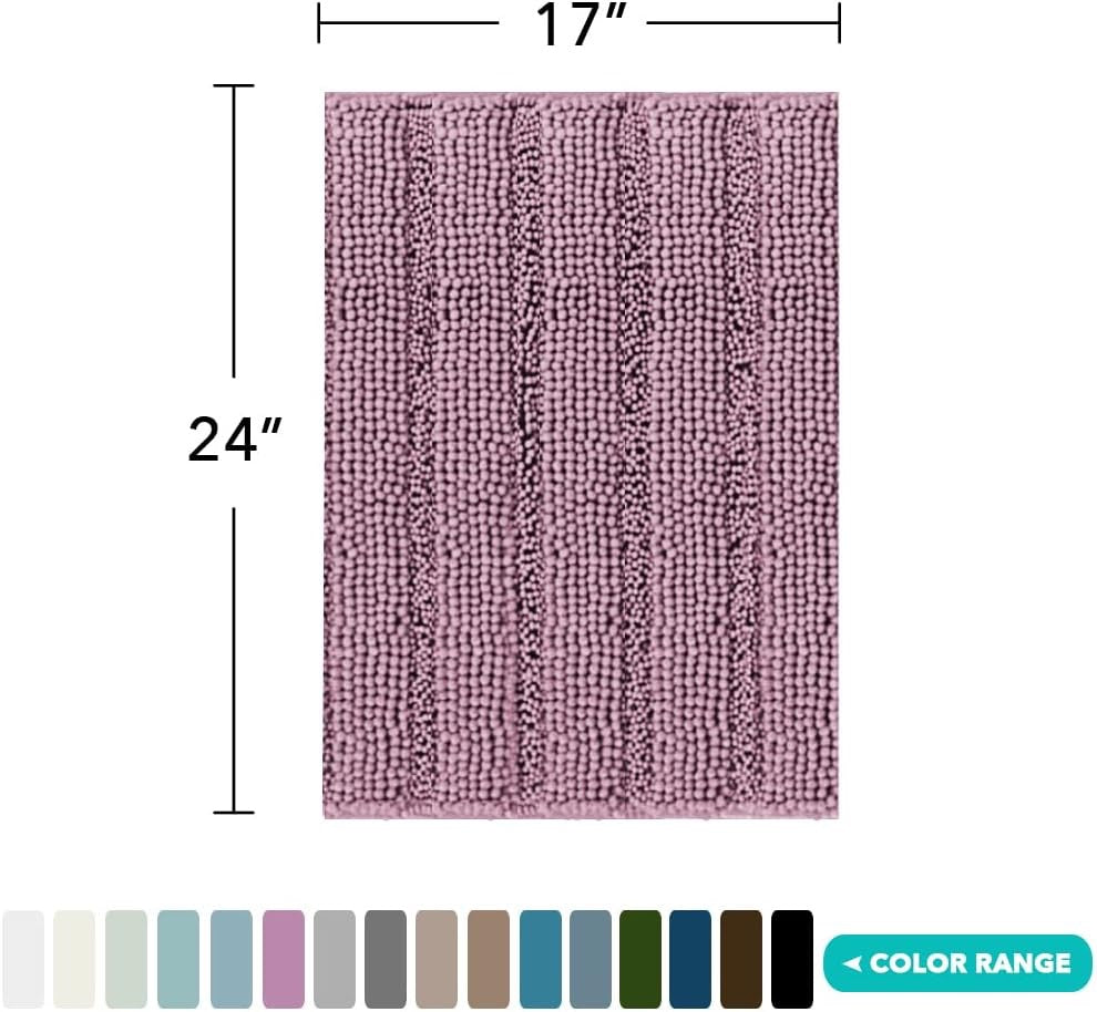 Chenille Bathroom Rugs Set Extra Thick Bath Mat Non-Skid 2 Piece