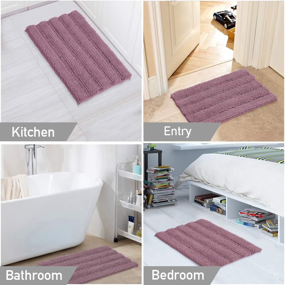 Chenille Bathroom Rugs Set Extra Thick Bath Mat Non-Skid 2 Piece